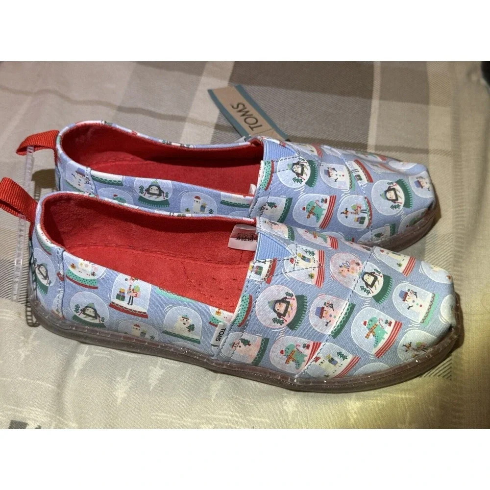 TOMS Alpargata‎ Holiday Slip On Flat Girls Pink Flats Casual - Picture 4 of 8
